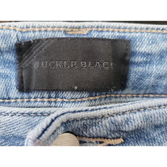 Buckle Black Crop Flare Jeans Size 30 Stretch Distressed Light Wash Smoothing - Picture 4 of 4